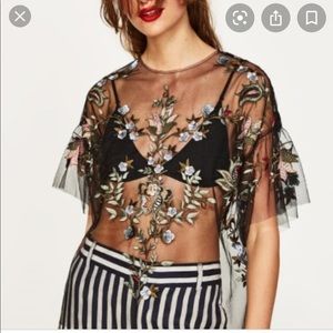 Zara Sheer Floral Top